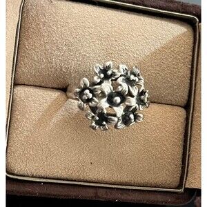 925 Sterling Silver Women’s Floral Lilies Bouquet Ring Flower sz 6